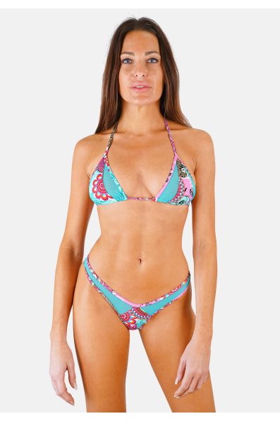 Maillot de bain tanga triangle bikini brésilien violet bleu Bounty