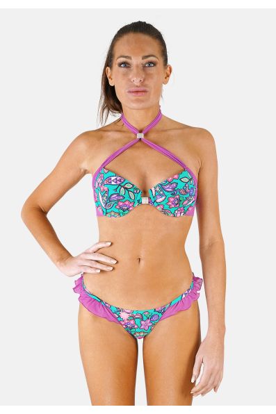 Maillot de bain tanga bikini brésilien violet bleu Charlotte